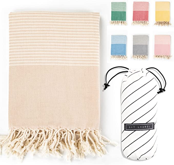 Yoga Towel with Striped Bag